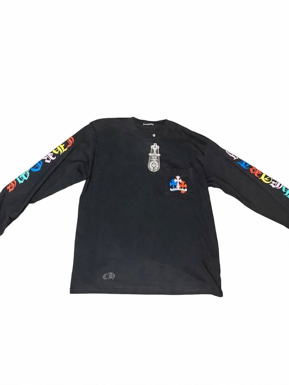 Black Kids Long-Sleeve Graphic Pocket Tee - Multi-Color Sleeve